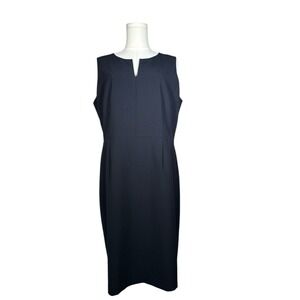 Anne Klein Deep Navy Sheath Dress V-Neck Sleeveless Business Professional Sz 12